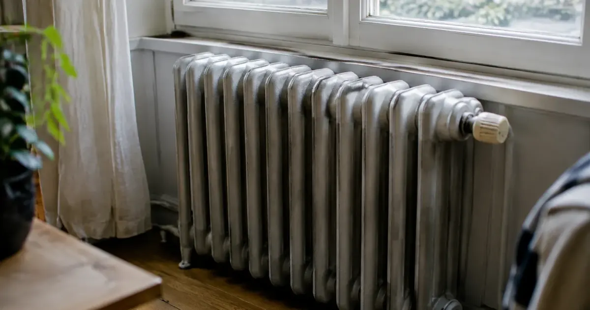 Radiateur en fonte froid sous une fenetre